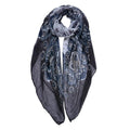 Écharpe Femme Élégante, Motif Floral, Bleu Marine et Gris, Style Châle