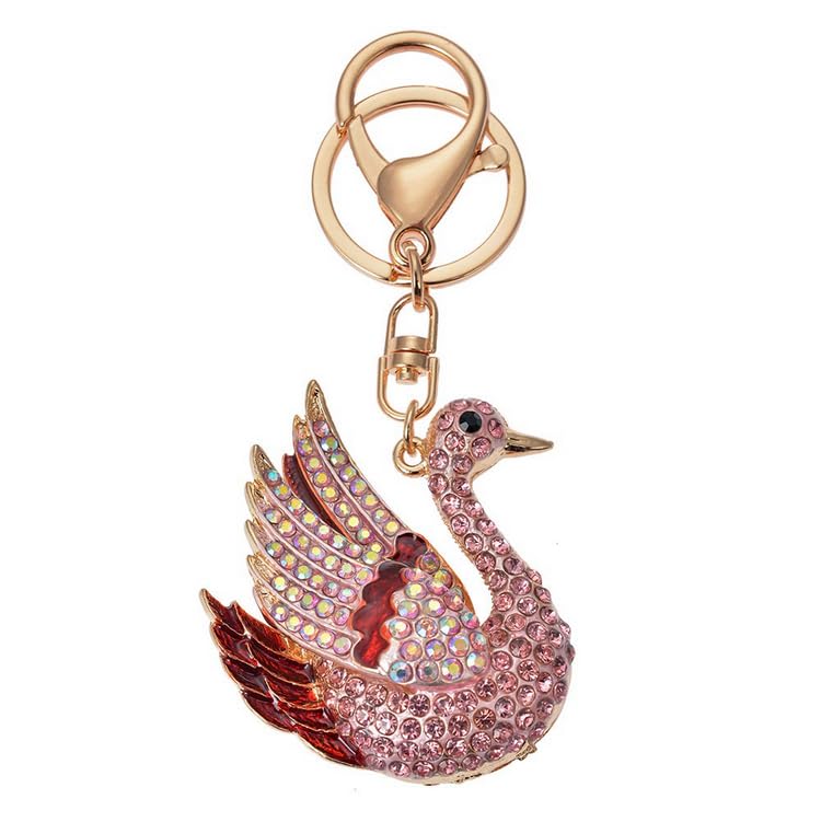 Porte-clé Décoratifs en Cristal, Papillon et Cygne Rose, Accessoires de Sac