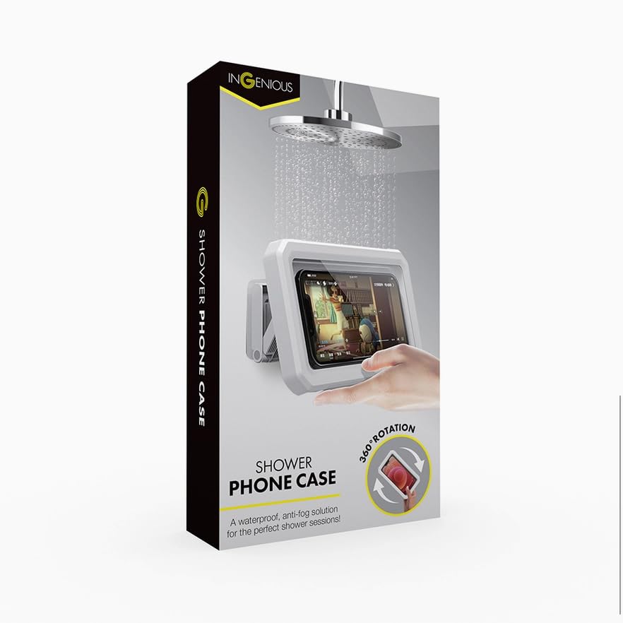 InGeNious Étui pour Téléphone de Douche, Imperméable, Anti-Buée, Rotation 360°, Support Mural