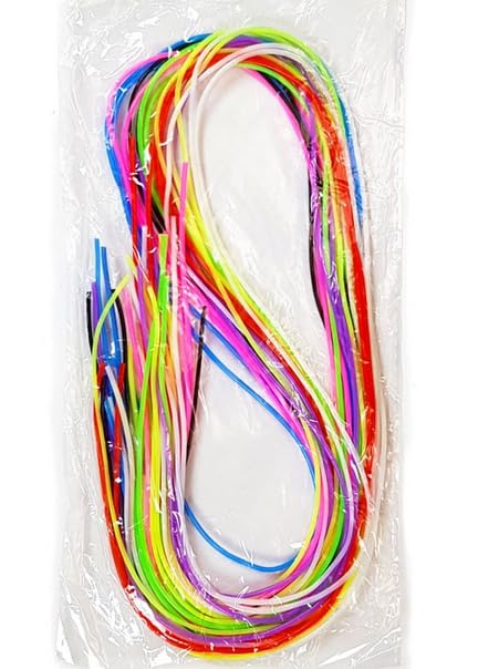 Scoubidoo Fils de Plastique Multicolores pour Artisanat Créatif, Bracelets et Décorations, Lot de Cordons en Néon Rose, Jaune, Vert, Bleu
