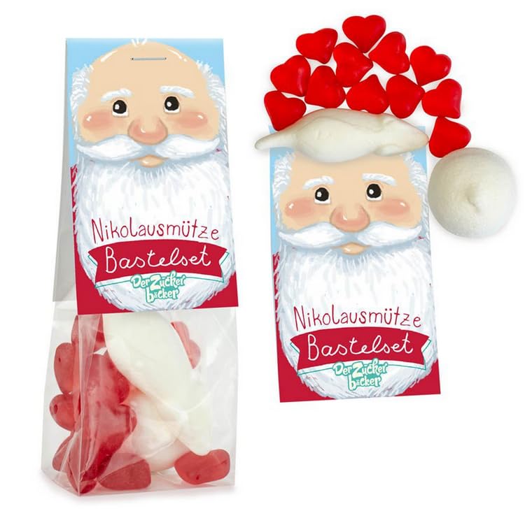 Sachet de Bonbons de Noël, Décoration Père Noël, Coeurs Rouges et Blancs, Friandises Festives