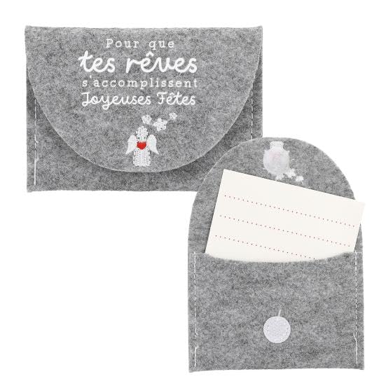 Pochettes Cadeaux de Noël en Feutrine, Enveloppes Décoratives, Rouge et Vert avec Messages Festifs, Pour Cartes et Etrennes