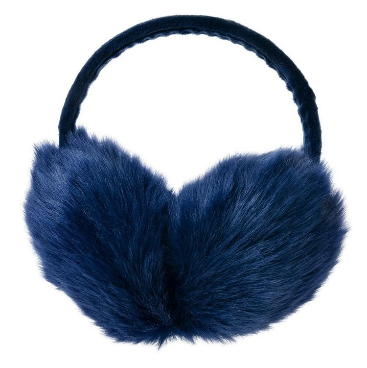 Cache-oreilles en Fausse Fourrure, Bleu Marine et Noir, Accessoire d'Hiver