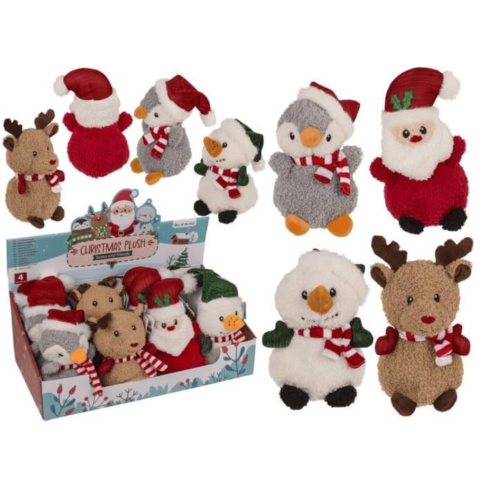 Peluches de Noël Décoratives, Renne, Bonhomme de Neige, Pingouin et Père Noël, Collection Festive d'Hiver