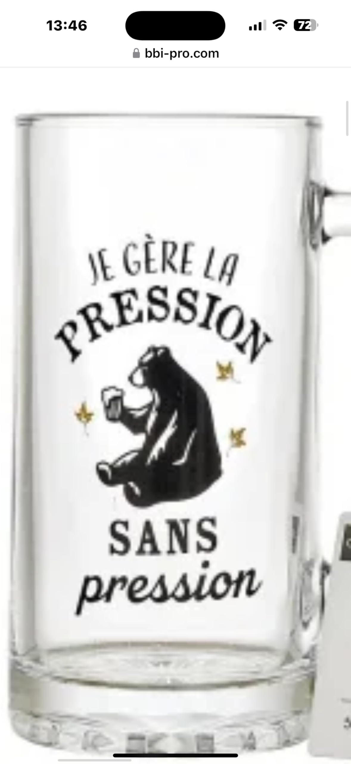Chope à Bière en Verre, Motifs Humoristiques Français, Style Traditionnel, 50 cl