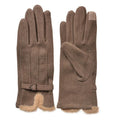Gants d'Hiver en Suède avec Doublure en Fausse Fourrure, Touch Screen, Gris/Noir/Taupe,