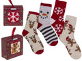 Chaussettes de Noël Douces et Confortables, Motif Festif, Rouge et Blanc, Emballage Cadeau