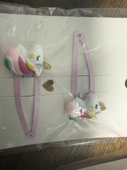 Barrettes à Cheveux pour Filles, Licorne et Étoile Paillettes, Rose et Argenté,