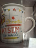 Mug ATSEM, Tasse en Céramique avec Motifs Scolaires et Texte Personnalisé