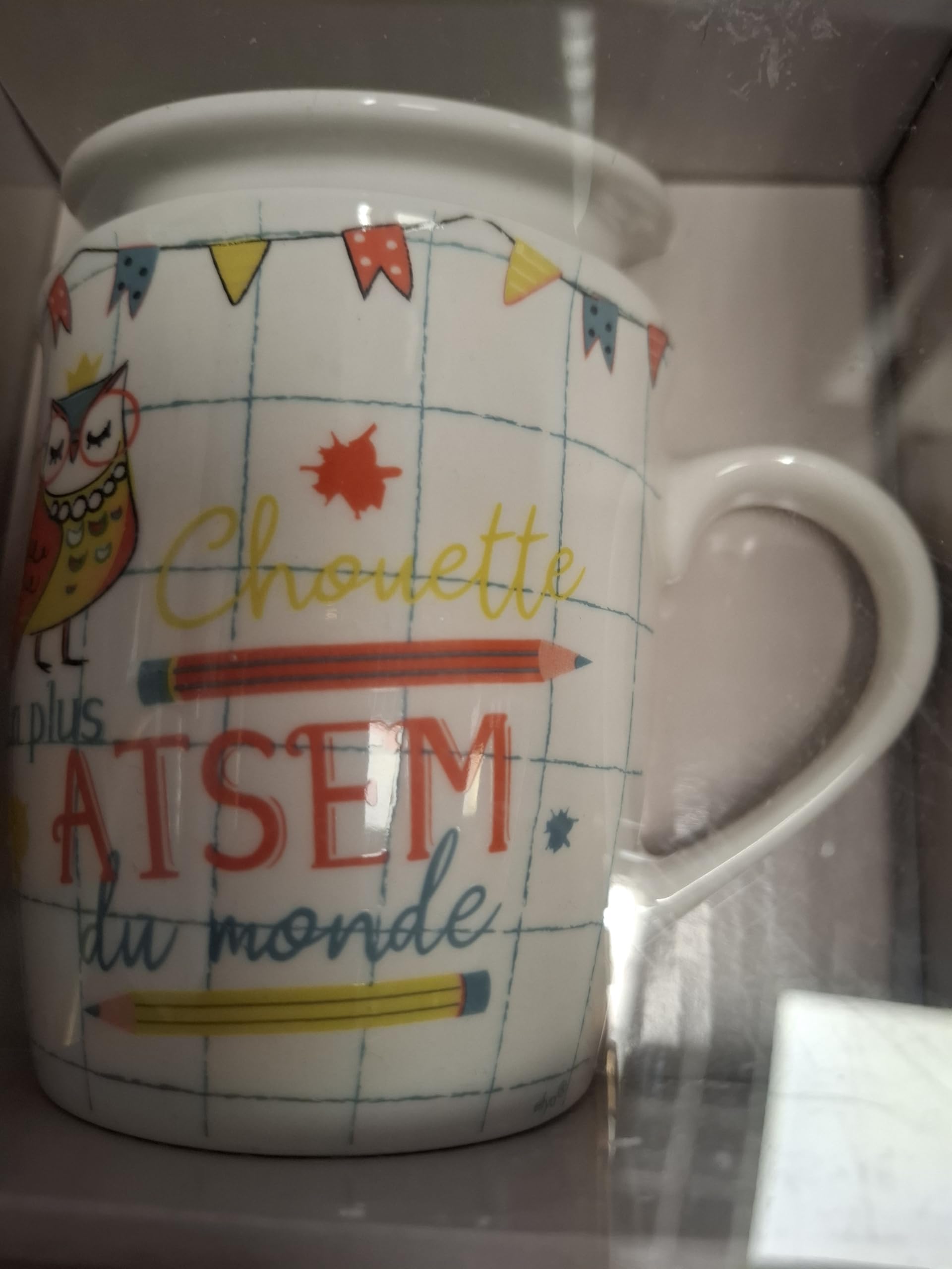 Mug ATSEM, Tasse en Céramique avec Motifs Scolaires et Texte Personnalisé