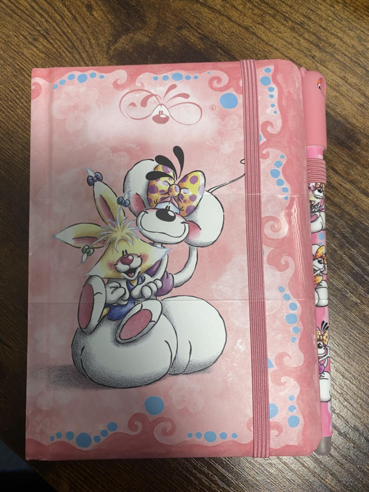 Carnet A6 Rose avec Motif Souris, Format A6, Stylo Effaçable Inclus, Thème Animaux Kawaii