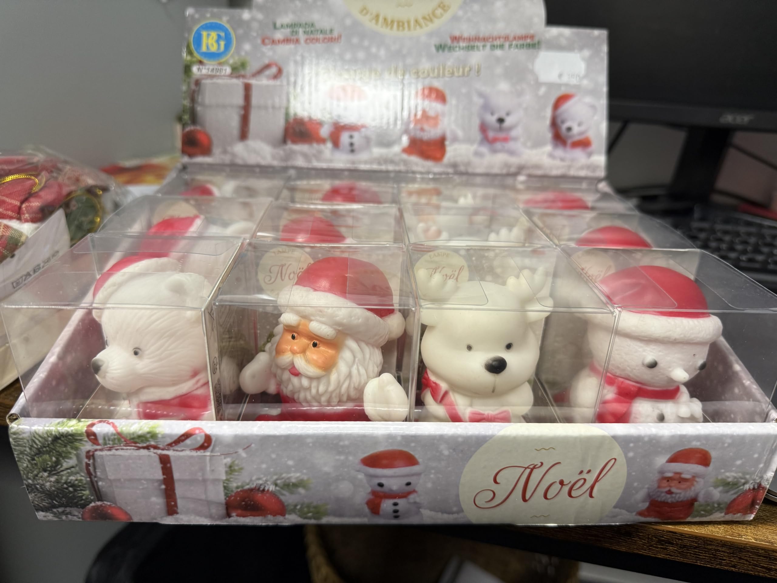 Lanterne de fetes de fin d'anneen Décorative avec Ours en Peluche, Collection Festive, Blanc et Rouge, Illumination pour Décoration de Fêtes