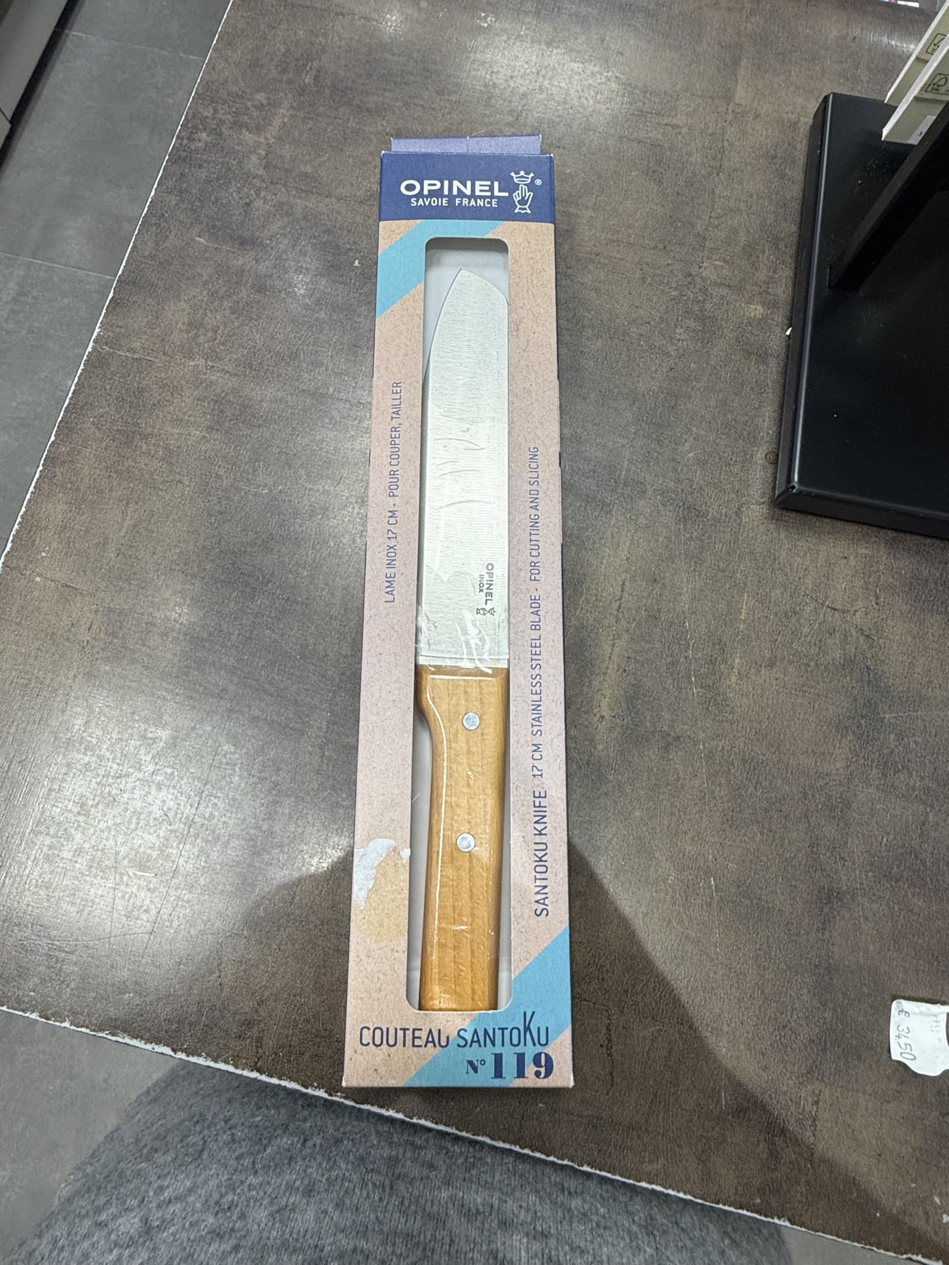 N°119 Couteau Santoku Parallèle - Lame en Acier Inoxydable, Coupe et Taille - Manche en Bois de Hêtre - Excellente Prise en Main - Garantie à Vie